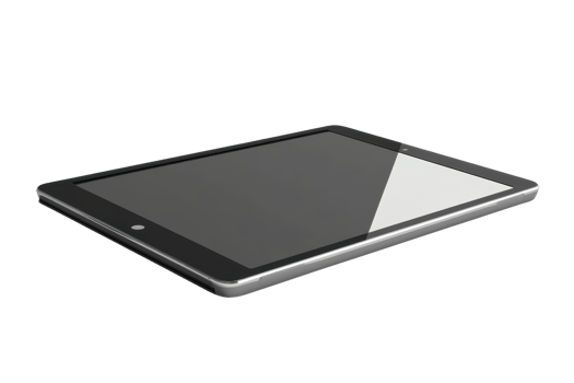 Sleek tablet with a glossy screen, showcasing modern technology and design. Ideal for digital applications, productivity, and media consumption. png