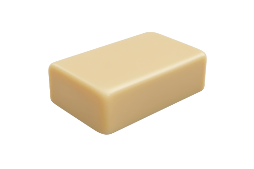 A single beige bar of soap isolated on a transparent background. Ideal for hygiene, skincare, and cleanliness concepts. png