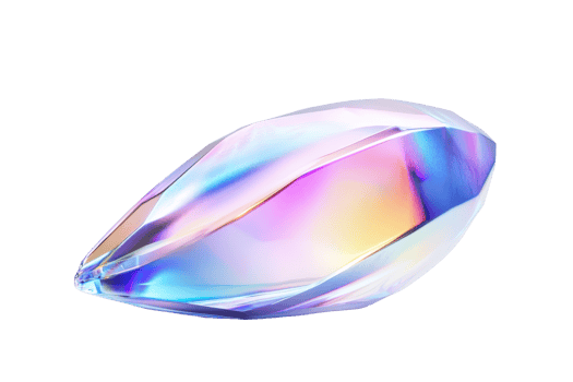 Elegant iridescent prism gemstone with rainbow hues, capturing the vibrancy and brilliance of refracted light on a transparent background. png