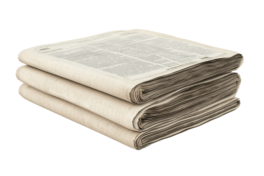 Stack of three newspapers isolated on transparent background. representing traditional print media and information dissemination. png
