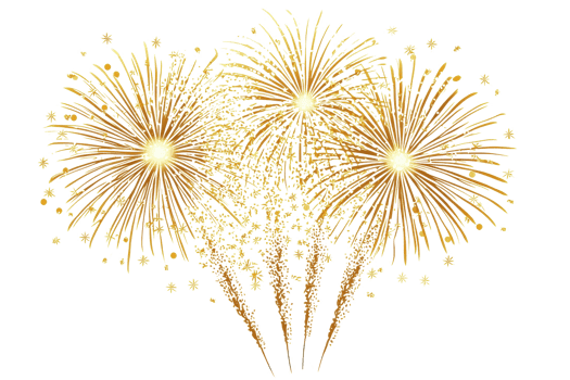 A dazzling display of golden fireworks exploding in the night sky, capturing the sense of celebration and joy. png