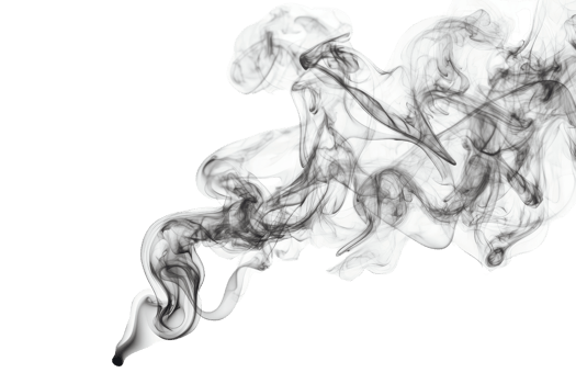 Abstract black and white smoke trails on a transparent background. creating intricate and swirling patterns, ideal for artistic and background uses. png