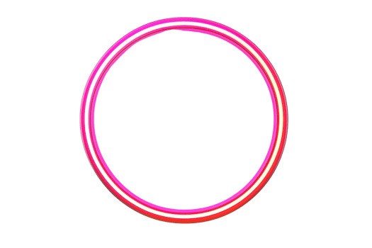 Vibrant neon circle glowing with pink and purple light, isolated on a transparent background. perfect for modern and futuristic designs. png