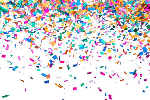 Vibrant and colorful confetti pieces scattered on a transparent background. creating a festive and celebratory atmosphere. Perfect for party visuals. png