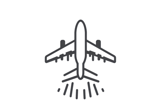 Minimalistic black and white airplane icon depicting an aircraft in flight, ideal for aviation or travel-themed designs. png