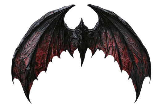 Dark and intricate demon bat wings with a gothic design, perfect for fantasy and horror themes in digital and graphic art. png
