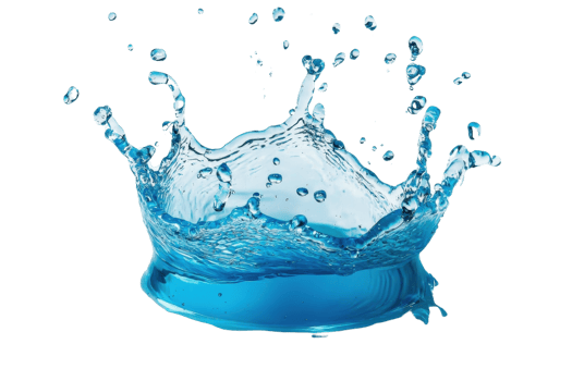 Vivid splash of blue water captured mid-air, showcasing the dynamic movement and fluidity of the liquid. Perfect for backgrounds and design. png