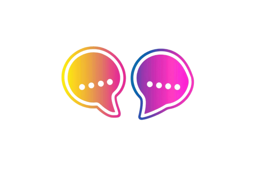 Multicolored speech bubbles icon on transparent background, representing communication, chat, social media, digital conversation concept. png