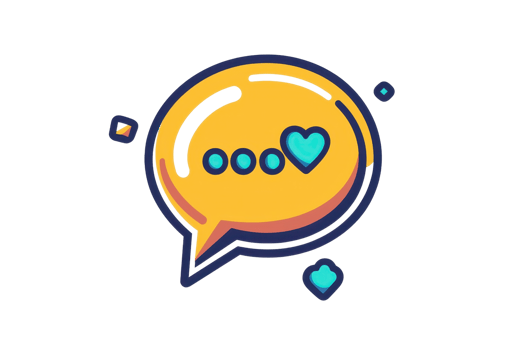 Colorful speech bubble with dots and heart icon, perfect for social media, communication, and digital love concepts. png