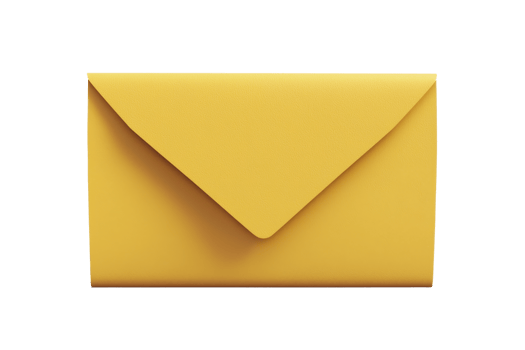 Yellow envelope isolated on transparent background. Perfect for communication, mailing, and stationery-themed projects. High-quality stock photo. png
