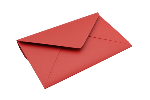 Red envelope closed, isolated on a transparent background. Perfect for greeting cards, invitations, or business mail. png