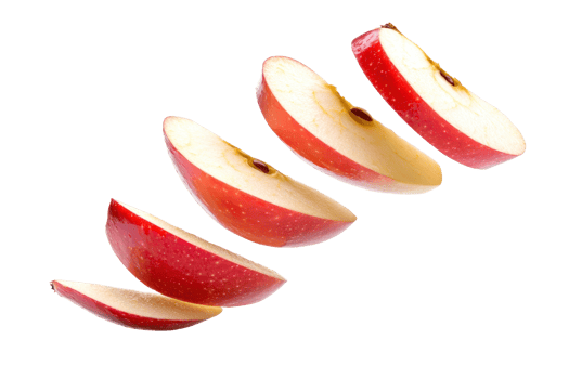 Sliced red apple in mid-air, showcasing fresh fruit. Perfect for health, food, and diet-related themes. Crisp and vibrant imagery. png
