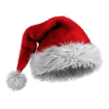 Festive Santa Hat with White Fur Trim png