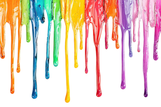 Vibrant drips of various colors creating a beautiful abstract pattern. Ideal for artistic, creative, and colorful design projects. png