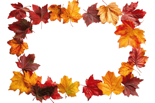 Autumn leaf border with vibrant red, orange, and yellow foliage. Perfect for seasonal projects, invitations, and decorative designs. png