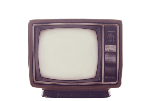 Vintage television isolated on transparent background. Classic retro TV with a blank screen, nostalgic technology from the past. png