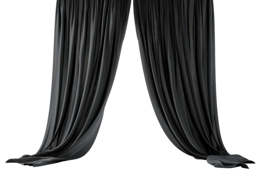 Elegant black theater curtain background, perfect for stage performance, drama or cinematic backdrop, enhancing formal events. png
