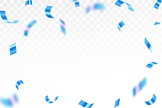 Celebration background template with confetti and blue ribbons, Luxury blue confetti and carnival ribbons. Luxury greeting rich invitation card, Birthday, Holiday, vector