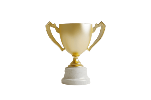 Golden trophy on transparent background. symbolizing achievement, success, and excellence in sports, academics, or competitions. png