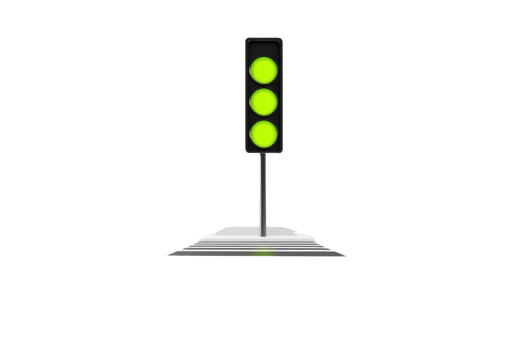 Green traffic light isolated on transparent background. symbolizing go, permission, and safety at intersections and crosswalks. png