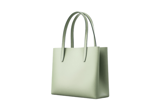 Elegant green handbag with smooth finish, featuring sturdy handles and spacious interior. Ideal for everyday use or special occasions. png