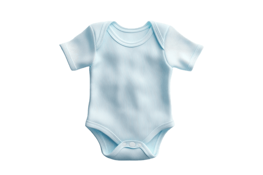 Soft light blue baby onesie isolated on transparent background. Ideal for baby apparel, baby gifts, and newborn clothing concepts. png