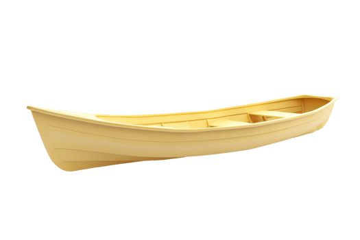 A wooden rowboat isolated on a transparent background. showcasing traditional craftsmanship in a pristine, elegant design. png