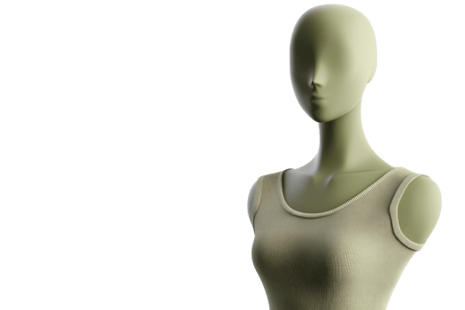 Minimalistic green mannequin torso against a transparent background. perfect for fashion design and retail display concepts. png
