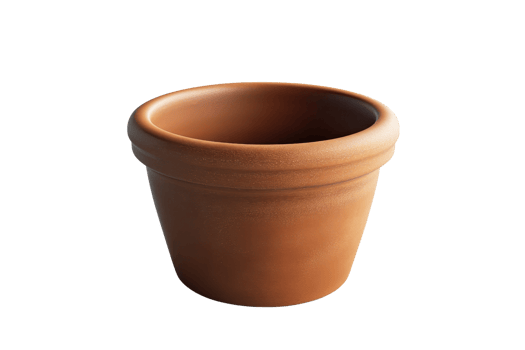 Simple terracotta clay flower pot isolated on transparent background. Perfect for gardening and home decor images or illustrations. png