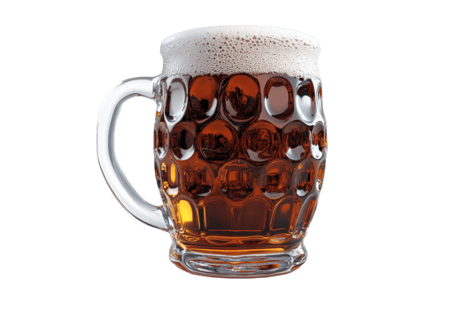 A frothy beer mug filled with rich, dark beer. The perfect image for brewery, pub, or bar related promotions and advertisements. png