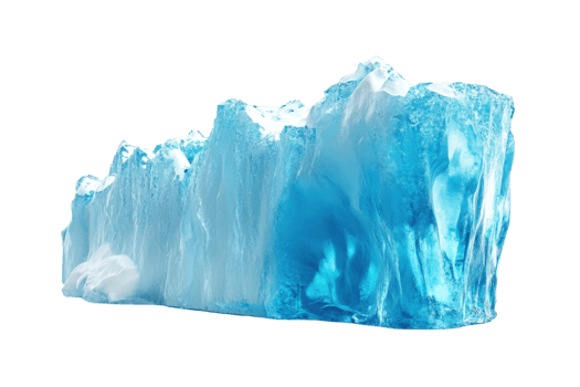 Crystal clear iceberg with vivid blue hues, isolated on a transparent background. showcasing the beauty and purity of ice formations. png