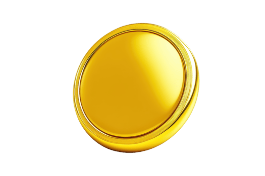 Shiny gold coin isolated on transparent background. symbolizing wealth and currency. Ideal for finance, investment, and economic themes. png