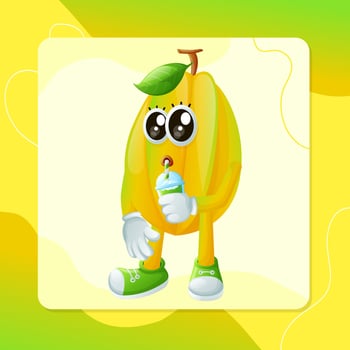 Cute starfruit character drinking a green smoothie with a straw vector