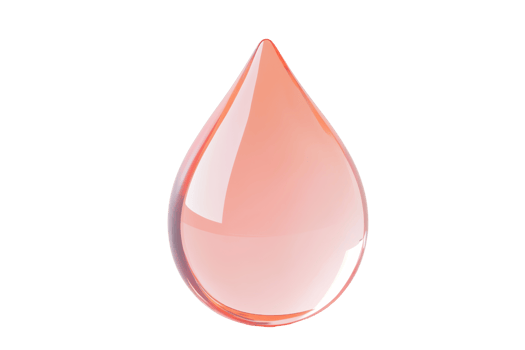 A glossy red blood drop icon, symbolizing health, medical care, and blood donation, isolated on a transparent background. png