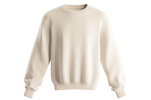 High-quality plain white sweatshirt with long sleeves and crewneck design, perfect for casual wear or customizable for personal or promotional use. png
