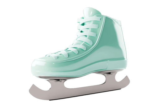 A single mint green ice skate isolated on a transparent background. perfect for winter sports and ice skating themes. png