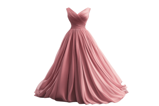 Elegant pink evening gown with a sweetheart neckline and flowing skirt, perfect for formal occasions and glamorous events. png