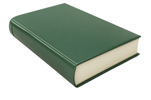 Closed green book with blank cover on transparent background. Ideal for educational, literature, and study concepts. png