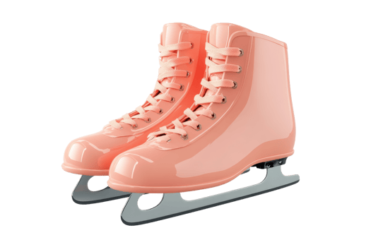 Pair of pink ice skates with laces on a transparent background. perfect for winter sports, ice skating, and recreational activities. png