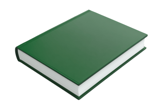 Hardcover green book isolated on transparent background. Perfect for education, learning, reading, and literary topics in various contexts. png