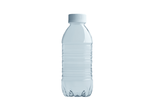 Clear plastic water bottle on a transparent background. Ideal for hydration and promoting clean water consumption. Eco-friendly message emphasized. png
