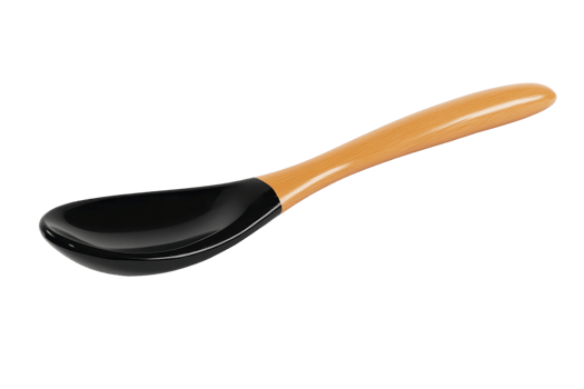 Close-up image of a modern black and wooden kitchen spoon isolated on a transparent background. perfect for cooking and kitchen-related themes. png