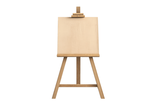 Wooden easel with blank canvas isolated on transparent background. perfect for artists, painters, and creative projects. png