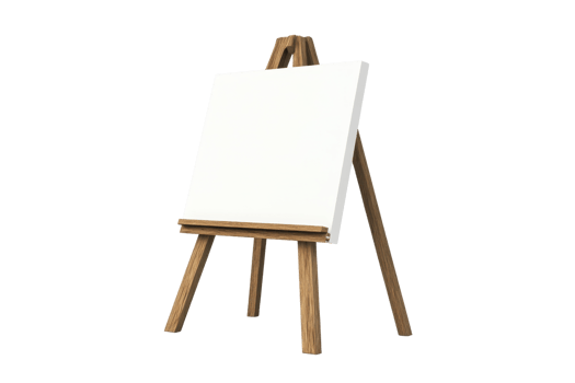 Empty artist easel with blank canvas ready for a painting. Ideal for creative projects, art classes, and design mockups. png