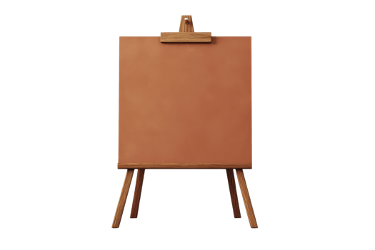 Blank brown canvas on a wooden easel isolated on a transparent background. Ideal for showcasing artistic work or design projects. png