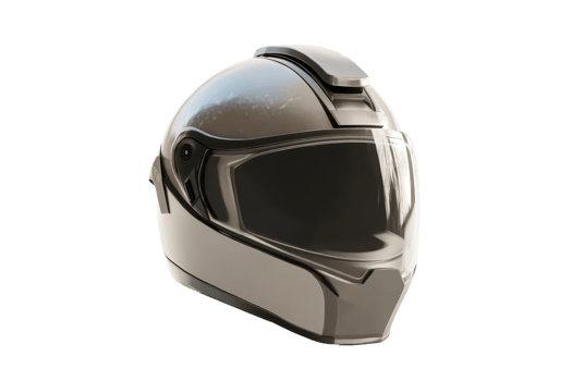 Close-up of a sleek, modern motorcycle helmet with a reflective visor, providing essential safety and style for riders. png