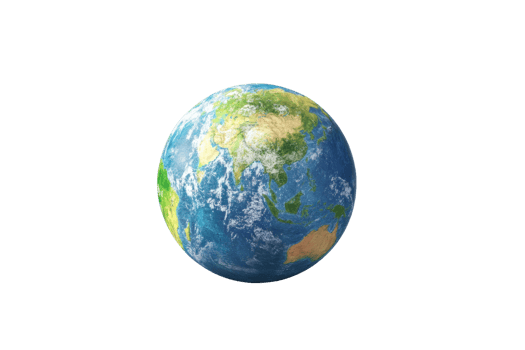 A digital rendering of planet Earth, showcasing continents, oceans, and clouds against a transparent background. emphasizing environmental themes. png