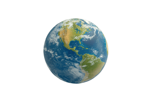 High-resolution image of Earth showing the continents and oceans from a space view. Perfect for educational and environmental themes. png