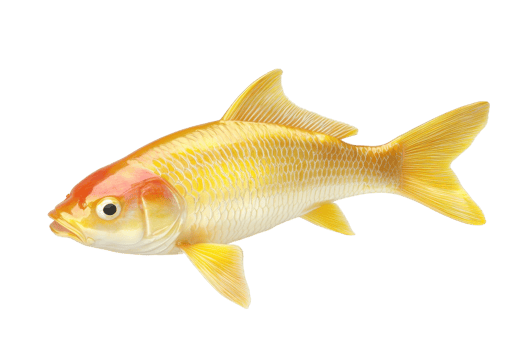 Bright yellow koi fish isolated on a transparent background. perfect for aquatic life and hobby-themed projects in high resolution. png