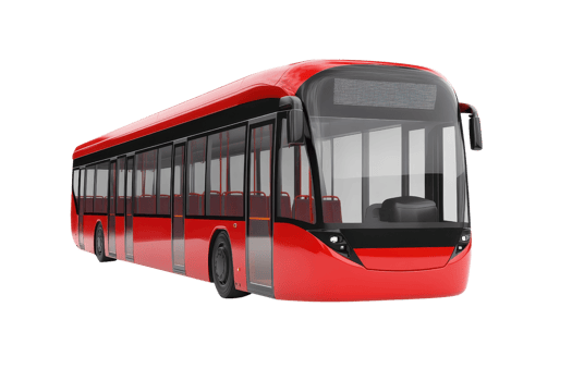 Modern red city bus isolated on transparent background. showing urban public transportation. png